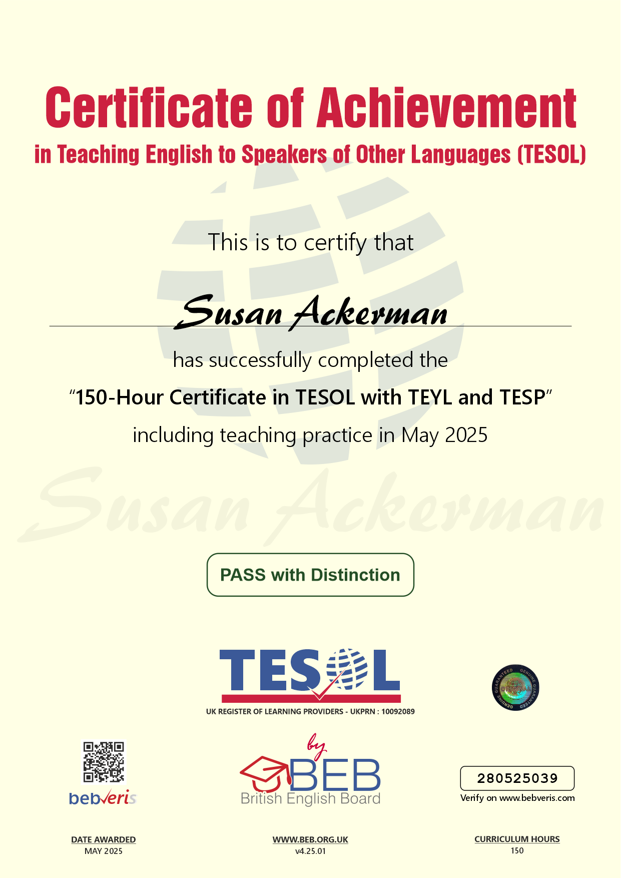 Certificado TESOL